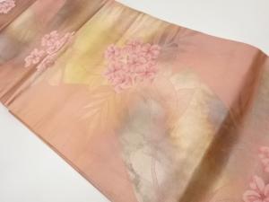 色紙に花葉模様織出し名古屋帯